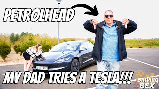 My PETROLHEAD Dad Tries A TESLA ?!! | Electric Car First Impressions, Drive & Charging PROBLEMS!!!