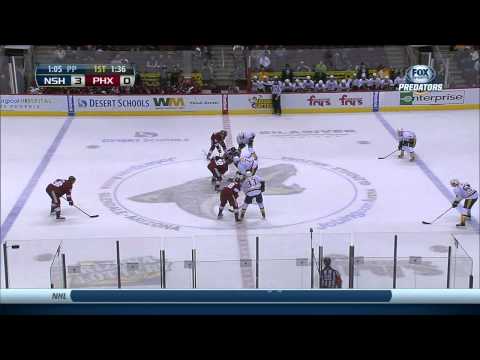 David Legwand PPG wrist shot goal 3-0 Nashville Predators vs Phoenix Coyotes 10/31/13 NHL Hockey.