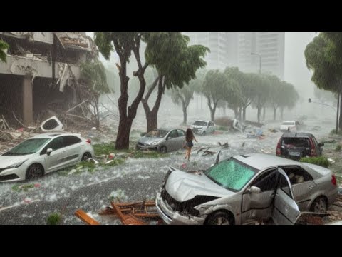 A few minutes ago in New Zealand!! Heavy hailstorm cause chaos in Auckland, thousands without power
