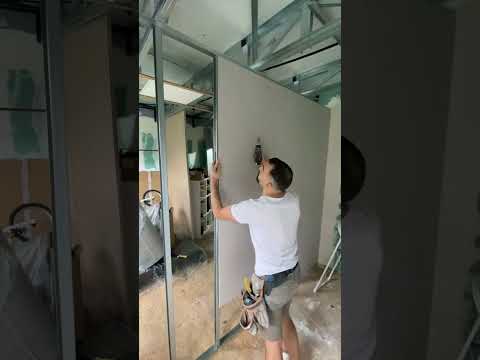 Construya una pared de paneles de yeso con perfiles de 48 mm y lana mineral de 50 mm 🤜 #drywall