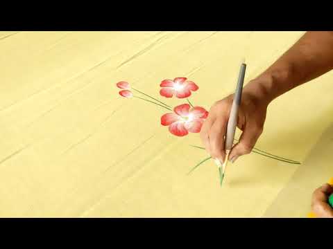 7 colours combination design on pure cotton saree | Using 7 Colours in F...