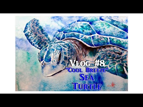 Watercolor & Brusho Painting Tutorial  - The Art of Ward Jene Stroud - Vlog #8 Cool Breeze Turtle