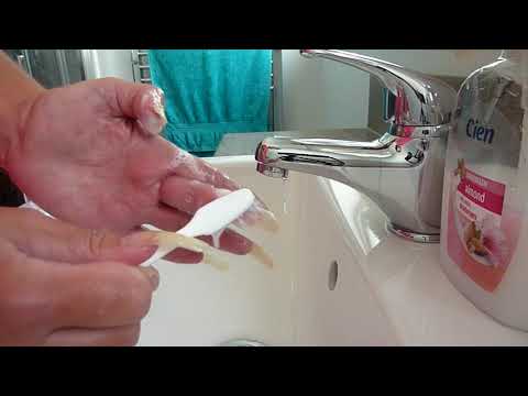 Cleaning my very long nails with soap, water & toothbrush. Daily ...