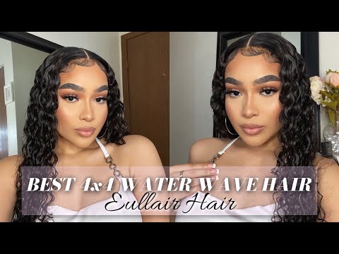 BEST AFFORDABLE 4x4 LACE FRONT WIG INSTALL | WATER WAVE HAIR | BEGINNER FRIENDLY WIG | Eullair Hair