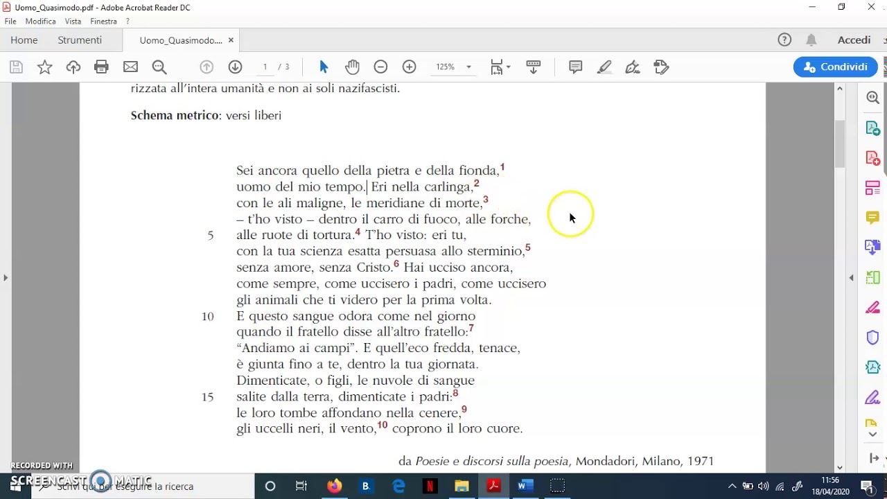 Quasimodo Uomo del mio tempo