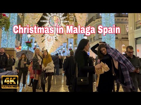 Malaga Christmas Lights Night Walk 2025 🎄✨ | Magical Navidad Atmosphere 🇪🇸 4K HDR 60fps