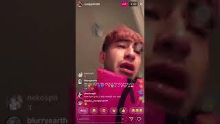 Yunggoth crying while wearing lil peeps jacket Instagram live