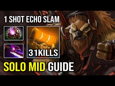 How to Play Mid Carry Earthshaker with 1 Shot Echo Slam First Item Scepter Frog Jump Dota 2