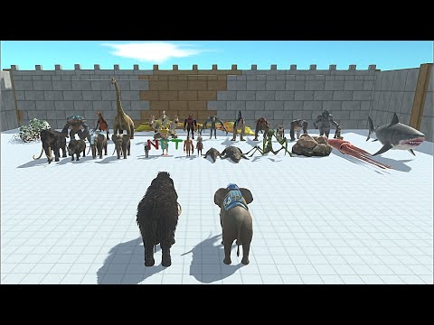 WOOLLY MAMMOTH WITH ROCKET ELLIE VS BOSS & MINIBOSS - Animal Revolt Battle Simulator