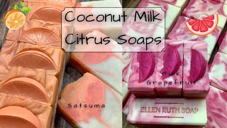Making 💗 PINK GRAPEFRUIT & SATSUMA 🍊 Coconut Milk Citrus CP Soaps | Ellen Ruth Soap