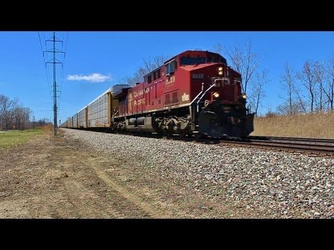 CP 8555 works solo while leading a cut of Empty Autoracks EB on the old Wabash Line