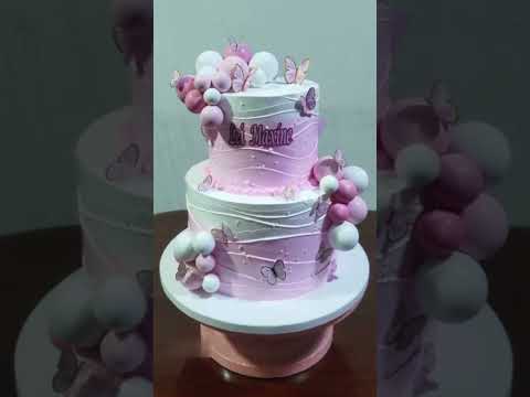 🦋💖 ELEGANT PINK BUTTERFLY THEME CAKE 💖🦋 | by DHINE BITESWEET 🎂✨#dhinebitesweet #butterfly #pink