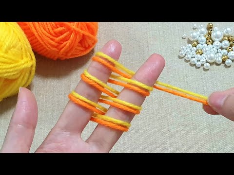 2 Super Easy Flower Making Trick with Woolen -Amazing Hand Embroidery Wool Flower Design -No Crochet