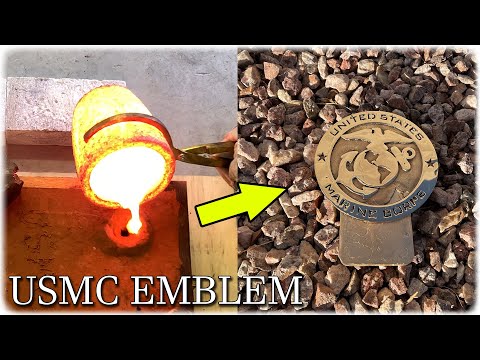 Casting A Golden USMC Emblem From Scrap Metal - Eagle, Globe and Anchor