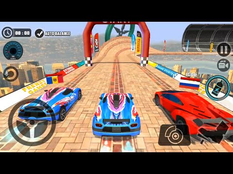 Impossible Car Tracks 3D - Blue Car Driving Multiplayer Mode - Impossible Stunts Android Gameplay