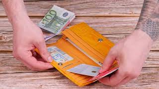 Яскравий жіночий гаманець із натуральної фактурної шкіри Canpellini 21651 жовтий