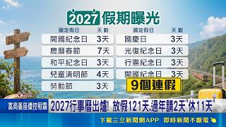 清明連假請3天爽放9天! 民眾:要去雷射眼睛 2027行事曆出爐! 放假121天.春節請2天"休11天"｜記者 石明啓 侯彩紅 黃澄柏｜台灣要聞20260521｜三立iNEWS