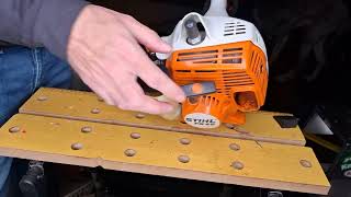 How to start a Stihl FS45 string trimmer easy. #michaelstoolbench #stihl #fs45 #stringtrimmer