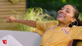  Woman throws herself on a sofa