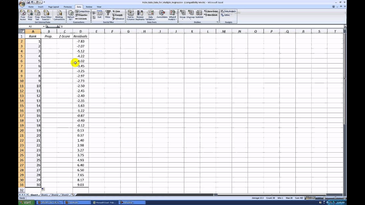 Creating a Normal Probability Plot with Excel 2007