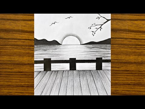 Scenery drawing sketch || Draw easy for beginners || Scenery drawing with pencil