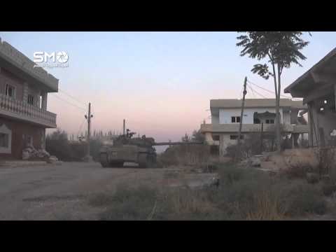 استهداف مقرات النظام بقذائف الدبابات من قبل الجبهة الجنوبية على جبهة عتمان في محافظة درعا