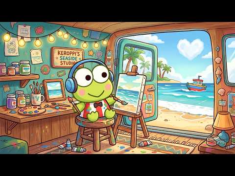 Keroppi Relaxing and Painting the Ocean 🌿 Chill Lofi Vibes to Focus 🌊 Relaxing Lofi Beats for Study