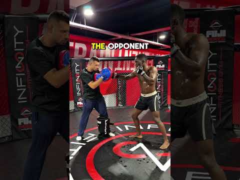 Southpaw drill. Cross, hook, and finish with the inside calf kick.