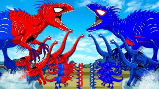 Spider Long Mouth Shark vs Spider Dinosaur: ALL SuperHero Dinosaurs Battle in Jurassic World