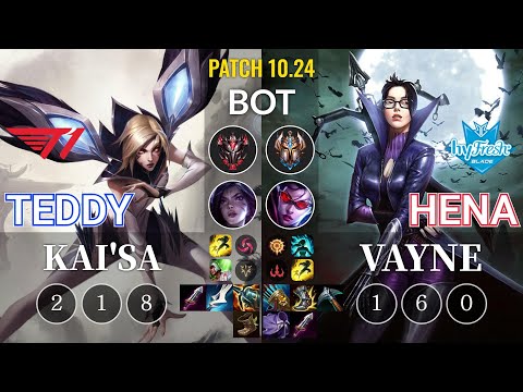 T1 Teddy Kai'Sa vs hyF Hena Vayne Bot - KR Patch 10.24