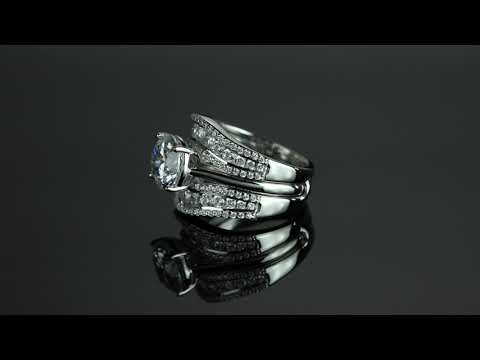 item 60382 - CZ 2-Piece Multi-Row Jacket Wedding Ring Set 4.26 TCW In Platinum Over Sterling Silver