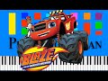 Adhesion Blaze And The Monster Machines Slow EASY Medium 4K Piano Tutorial