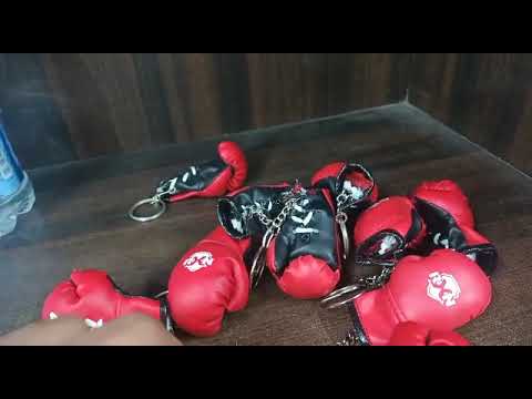 Red metal boxing keychain boxing gloves keyring promotional ...