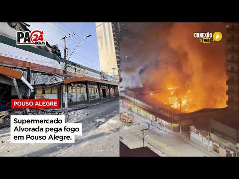 Vídeo: Supermercado Alvorada pega fogo em Pouso Alegre.