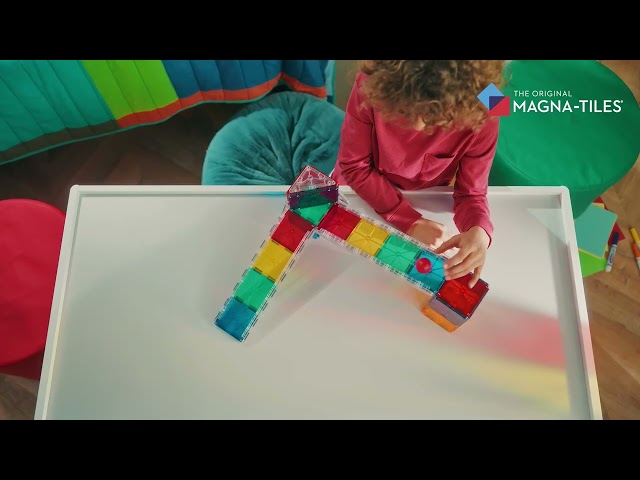 Magnetická stavebnice MAGNA-TILES Rail Racers – 33dílná kuličková dráha s kolejnicemi pro děti