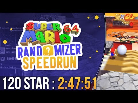 Super Mario 64 Randomizer 120 Star Speedrun in 2:47:51 (Random Seed)
