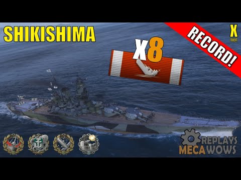 Battleship Shikishima 8 Kills & 195k Damage | World of Warships Gameplay