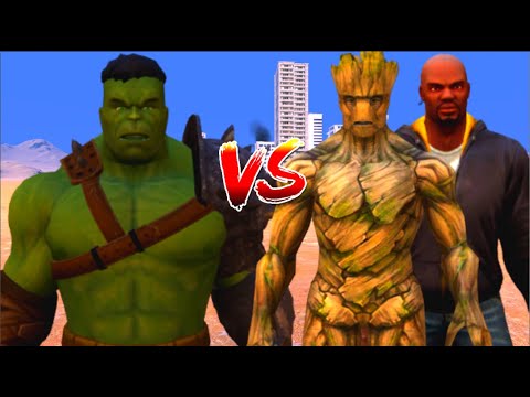 100 Hulk vs 1000 Groot and 1000 Luke Cage (Marvel vs Marvel)