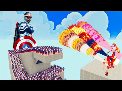 100x CAPTAIN AMERICA + 1x GIANT vs 3x EVERY GOD   Totally Accurate Battle Simulator TABS