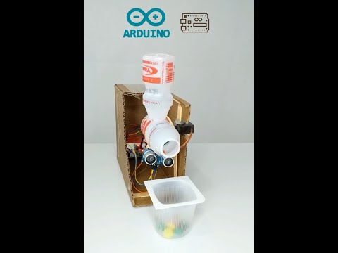 Projeto com ARDUINO UNO! Dispenser de Chocolate M&amp;M feito com potes de Yakult.