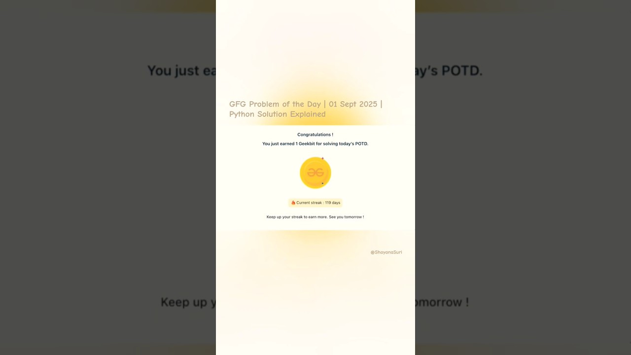GFG Problem of the Day | 01 Sept 2025 | Python Solution Explained #gfg #geeksforgeeks #python #dsa