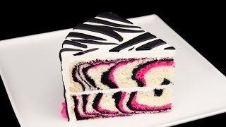 How to Make a Pink Zebra Cake Tutorial from Cookies Cupcakes and Cardio