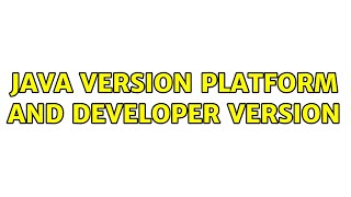 Java Version Platform and Developer Version