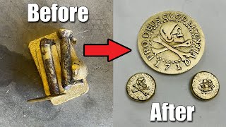 Casting A Giant Uncharted Coin From Scrap Bronze - Easy Metal Casting Process