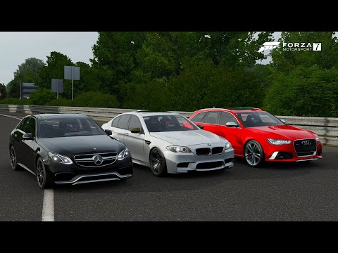 Forza 7 Drag race: BMW M5 F10 (Tuned) vs Mercedes E63 AMG (Tuned) vs Audi RS6 Avant (Tuned)