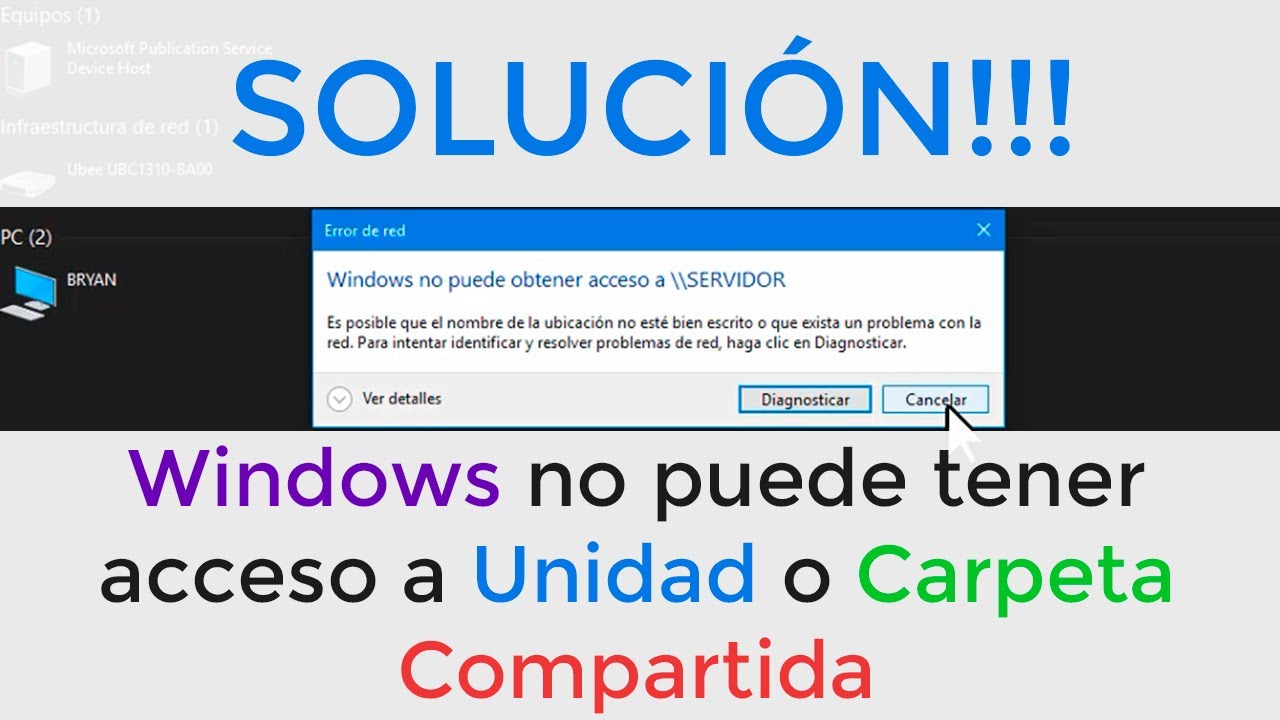 Windows no puede tener acceso a unidad o carpeta compartida, Solución!