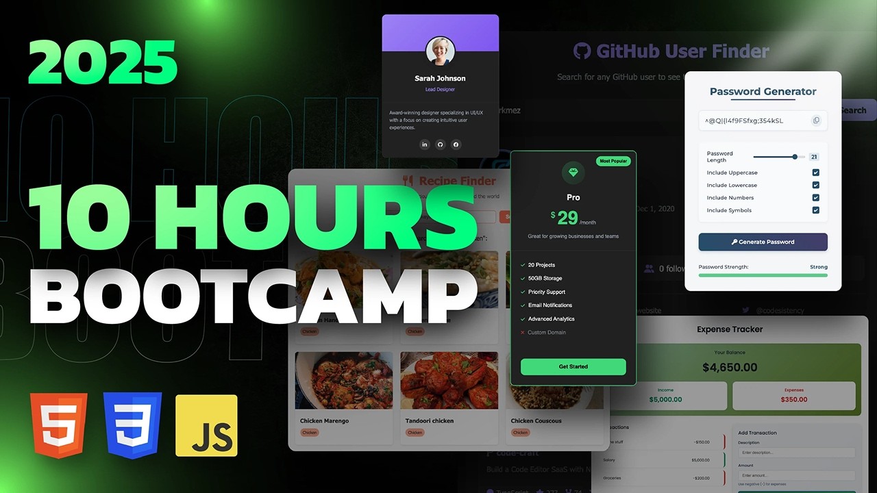 HTML, CSS & JavaScript Full Course - Build 15 Projects