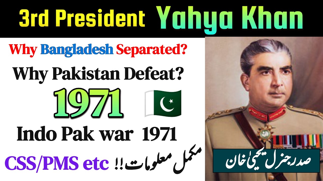Third President of Pakistan | General Yahya Khan 1969–1971 Complete History | Pakistan History MCQs