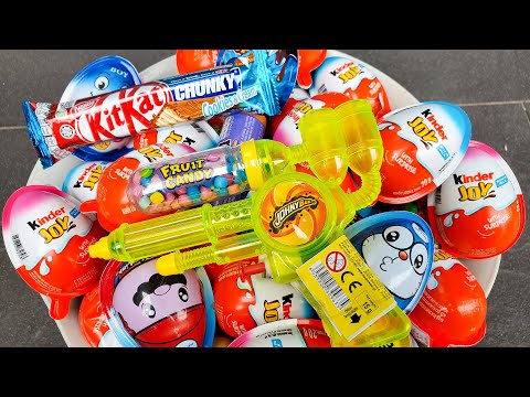 Satisfying Video - Fruit Candy Gun, Kitkat Chunky, Chocolate Rainbow Egg unpacking ASMR!