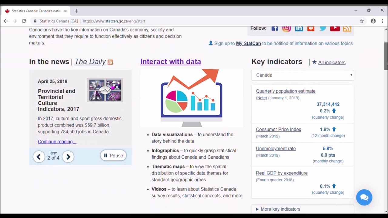 Statistics Canada Database Tutorial